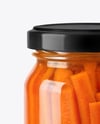 Clear Glass Jar with Pickled Carrot Sticks Mockup