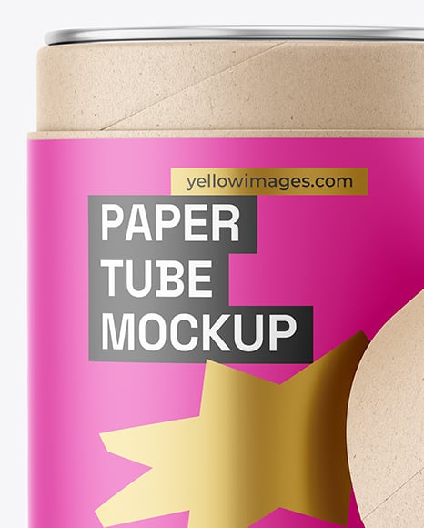 Opened Kraft Paper Tube Mockup