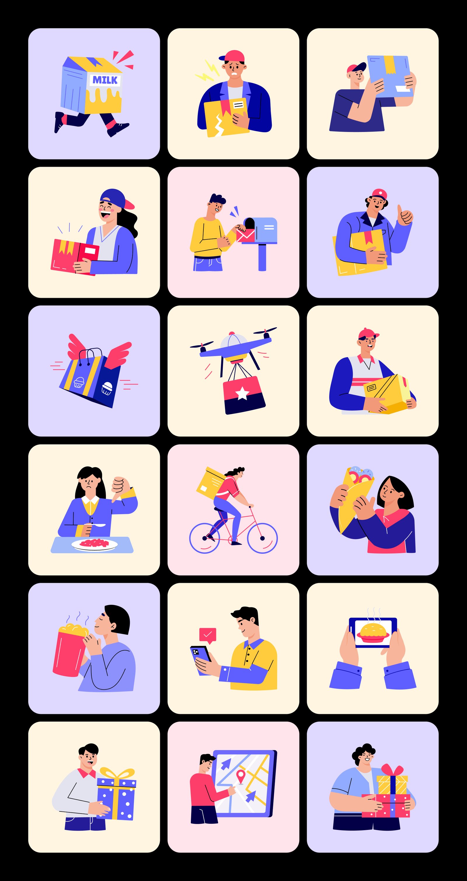 Delivery Illustration Art Set