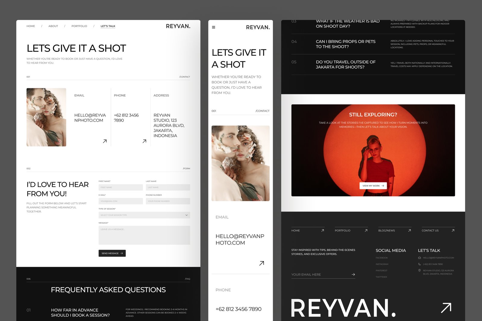 Reyvan - Photography Website UI Figma Template