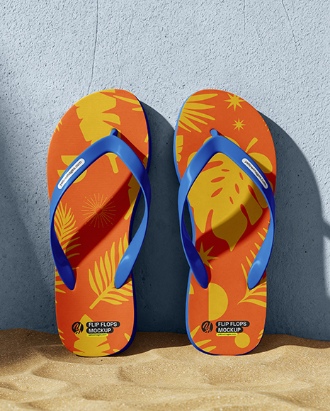 Flip-Flops Next to The Wall Mockup - Wall frame mockup