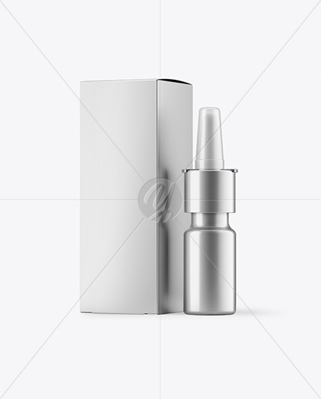 Metallized Nasal Spray Bottle & Paper Box Mockup