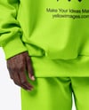 Elderly Black Man Wearing Oversize Sweatshirt and Sweatpants Mockup