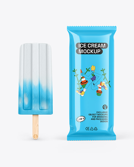Glossy Flow Pack W/ Ice Cream Mockup