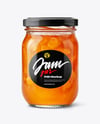 Clear Glass Jar with Peach Preserves Mockup