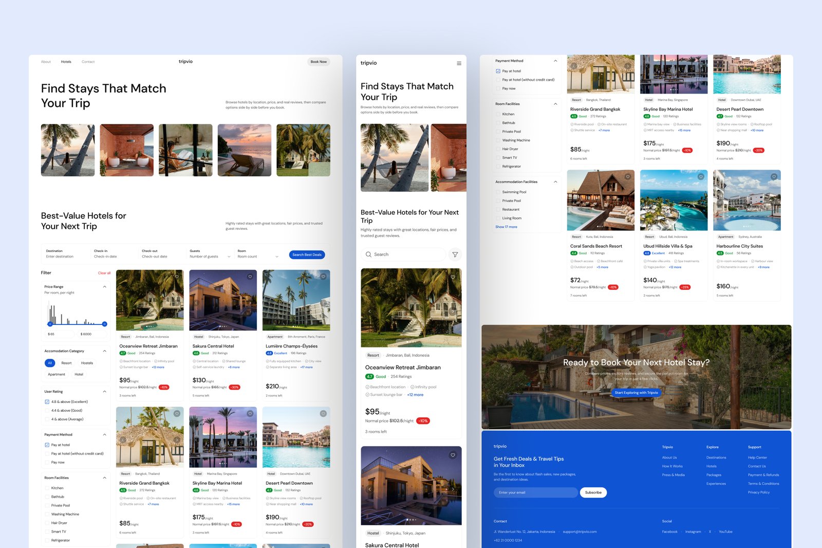 Tripvio – Hospitality Website UI Figma Template