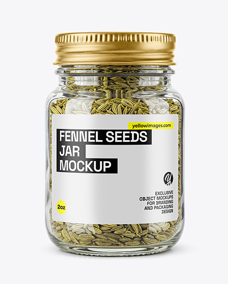 Glass Jar with Fennel Seeds Mockup - Realistic mockups