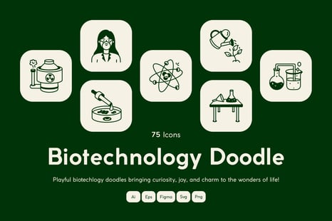 Biotechnology Doodle Icon Set - Graphics