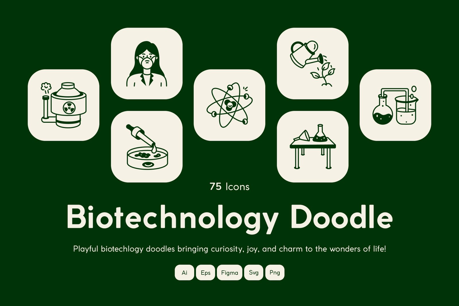 Biotechnology Doodle Icon Set