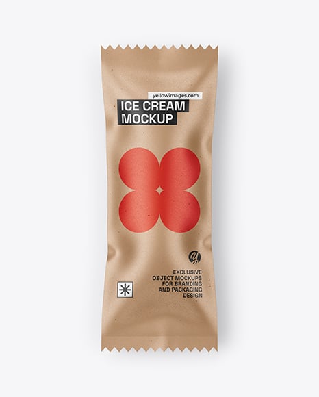 Kraft Ice Cream Package Mockup - Flow-Pack Mockups