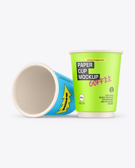 Two Paper Coffee Cups Mockup