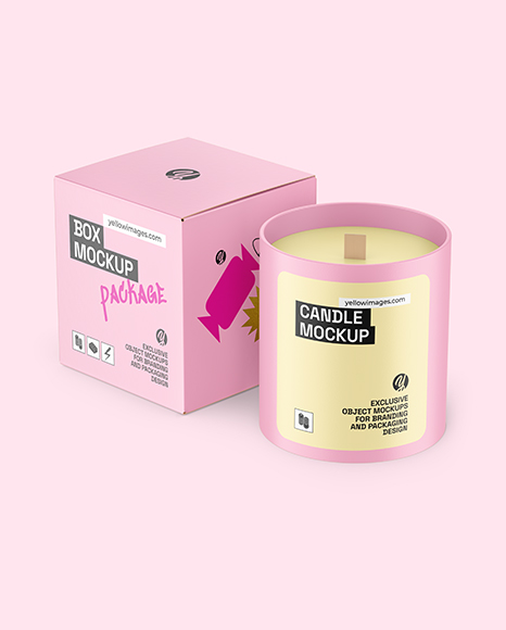 Candle with Box Mockup