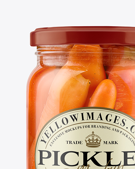 Glass Jar with Pickled Carrots Mockup