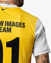 Soccer Player Wearing Jersey and Shorts Mockup