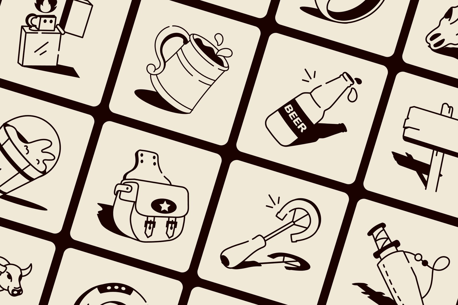 Cowboy Drawing Illustration Set