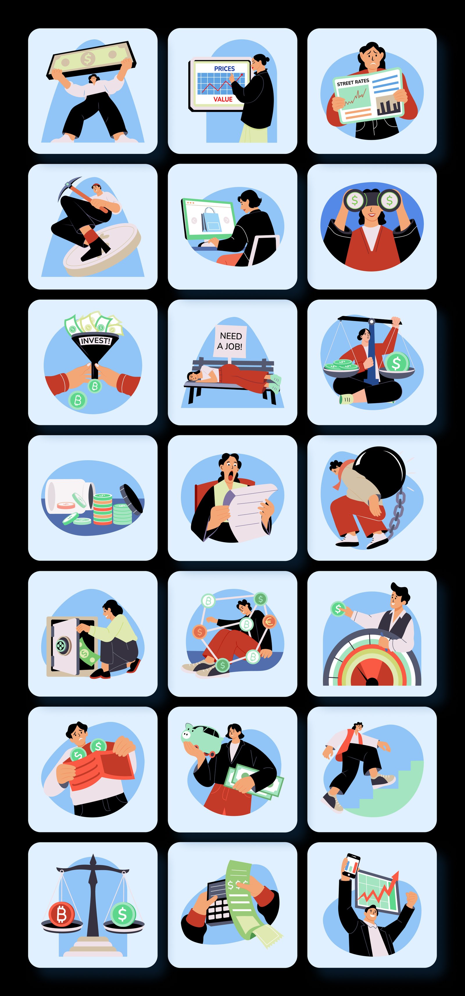 Inflation and Investment Illustration Set