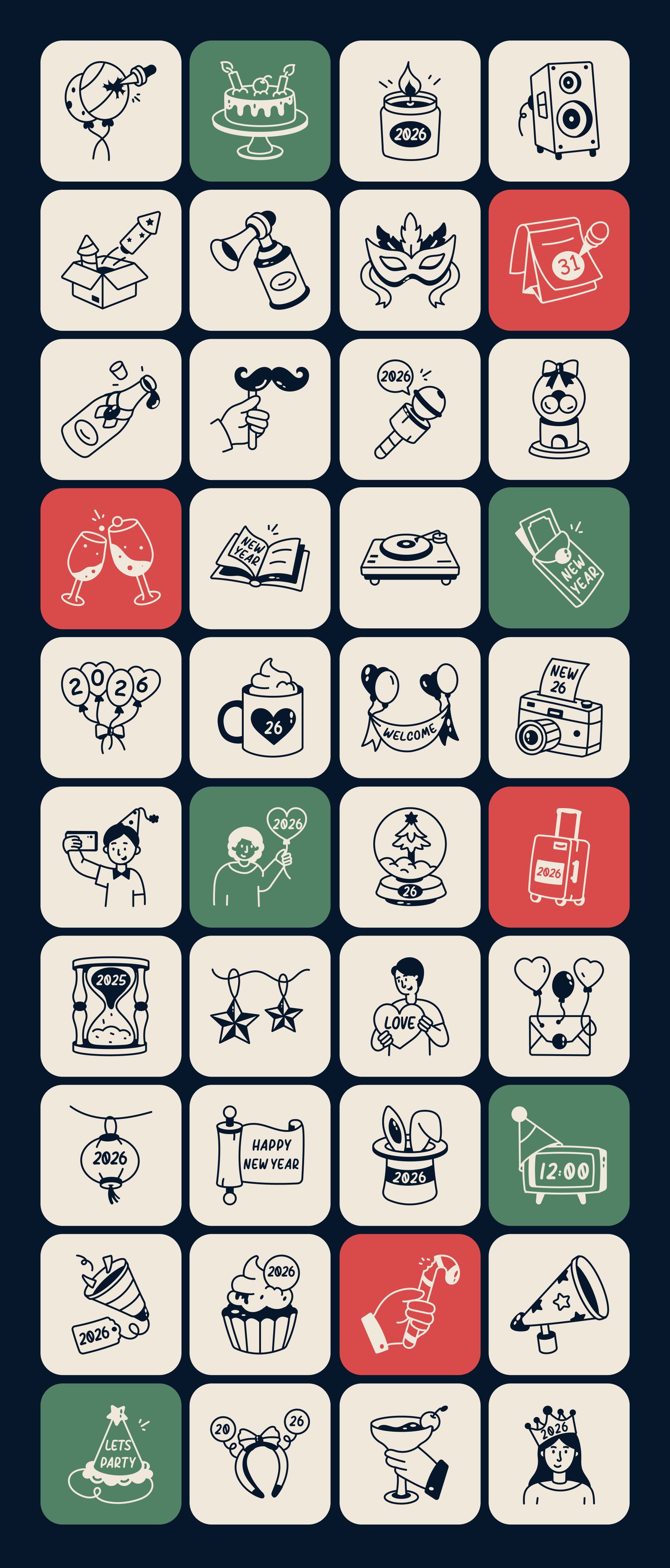 New Year Doodles Art Set