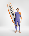 Surfer Wearing Wetsuit with Longboard Mockup