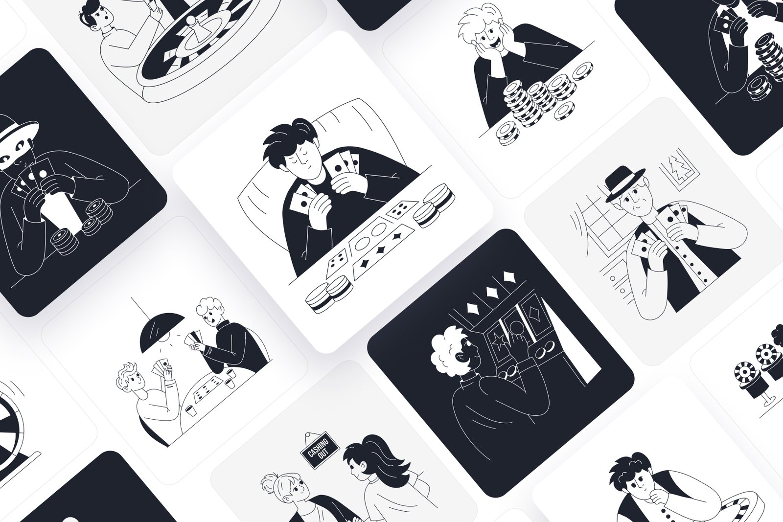 Gambling Cheater Drawing Illustrations