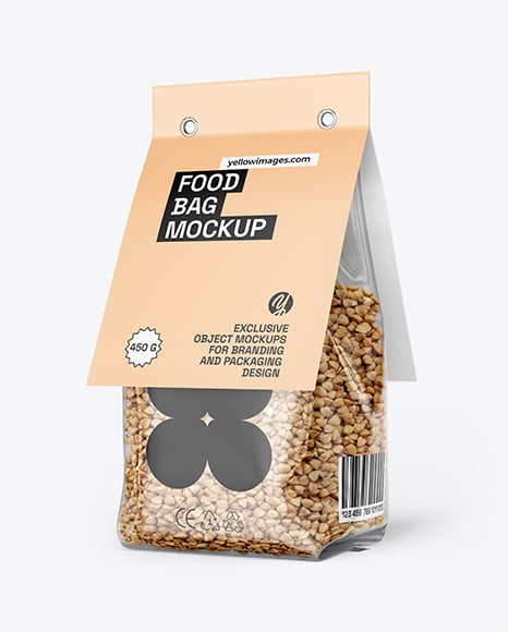 Transparent Package with Buckwheat Mockup - Cereal box mockup