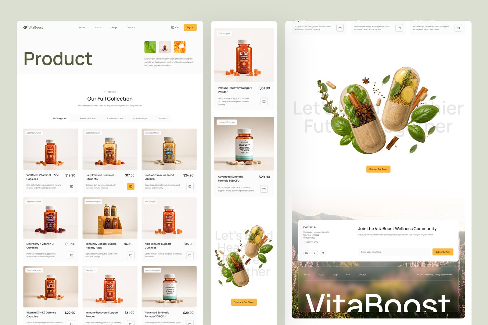VitaBoost - Health &amp; Nutrition Website UI Figma Template