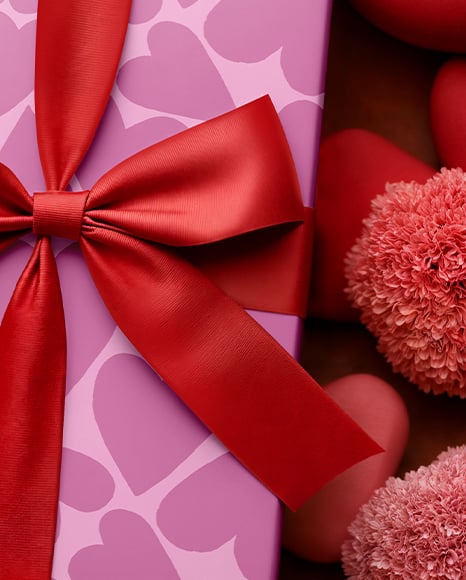 Gift Box with Hearts and Flowers Mockup