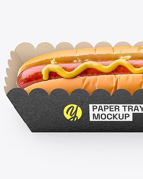 Kraft Paper Tray with Hot Dog Mockup