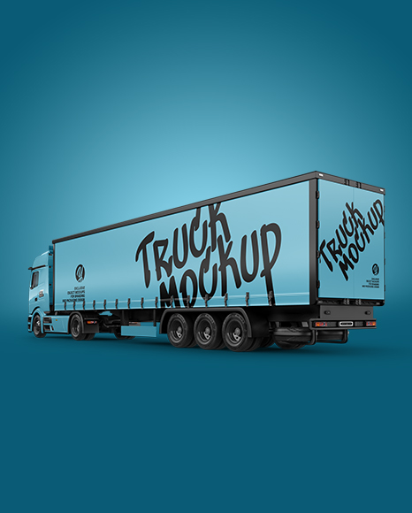 Semi Trailer Truck Mockup - Back Half Side View