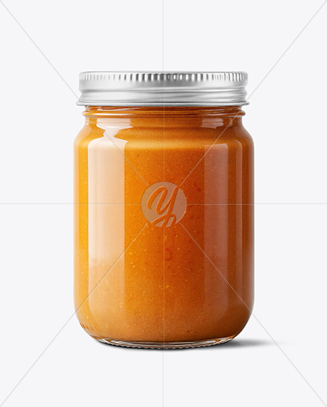 Clear Glass Jar with Lobster Bisque Mockup
