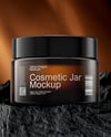 Amber Cosmetic Jar on the Rock Mockup