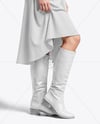 Pair of High-Knee Boots on Women's Legs with Skirt Mockup