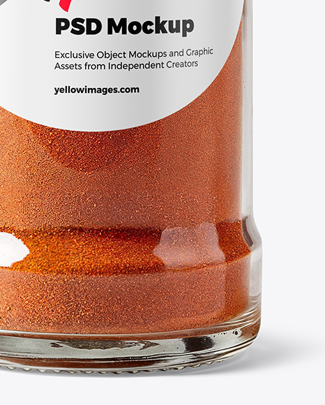 Clear Glass Spice Jar with Sweet Paprika Mockup