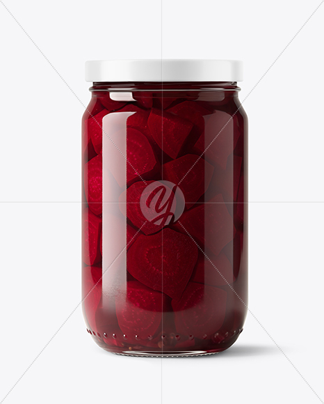 Glass Jar with Pickled Beets Mockup
