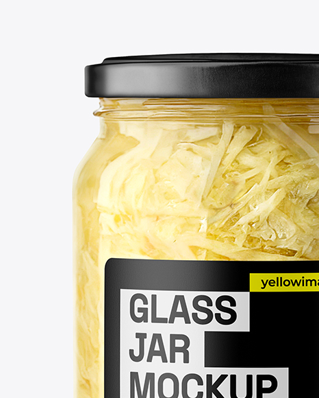 Clear Glass Jar with Sauerkraut Mockup