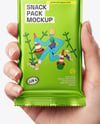 Metallic Snack Bar in a Hand Mockup