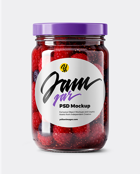 Glass Jar with Mixed Berries Preserves Mockup - Mockup shots