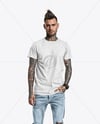 Man with Tattoos Wearing T-Shirt and Jeans Mockup
