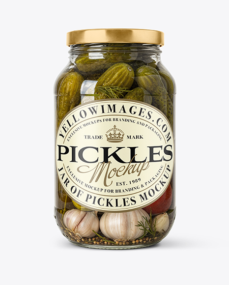Glass Jar Filled Pickles and Pickled Tomatoes Mockup - Tomato paste mockup