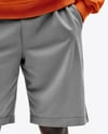 Young Black Man Wearing Oversize Sweatshirt and Shorts Mockup