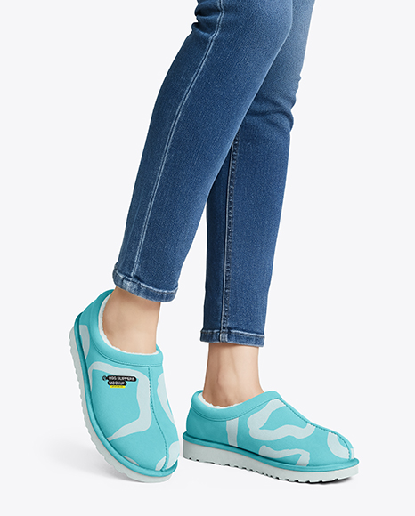 UGG Slippers on Woman's Legs Mockup - Slippers+Mockup