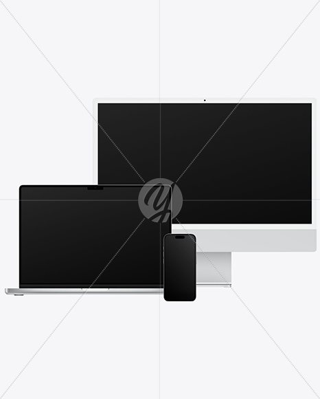 Apple IMac with Macbook and Iphone Mockup
