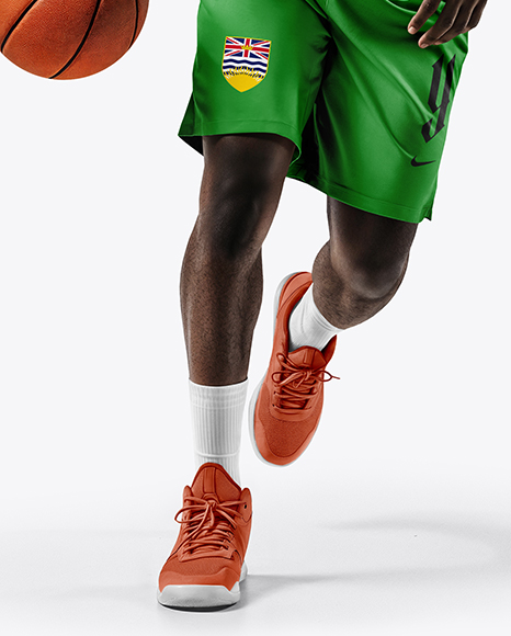 Afro-American Basketball Player Wearing Full Basketball Uniform Mockup
