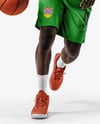 Afro-American Basketball Player Wearing Full Basketball Uniform Mockup