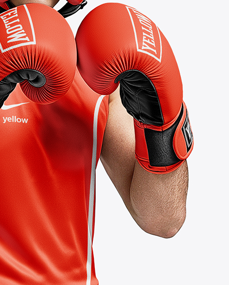 Man Wearing Boxing Kit with Jersey and Shorts Mockup