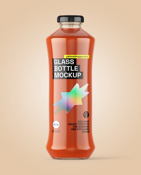 Glass Bottle with Tomato Juice Mockup