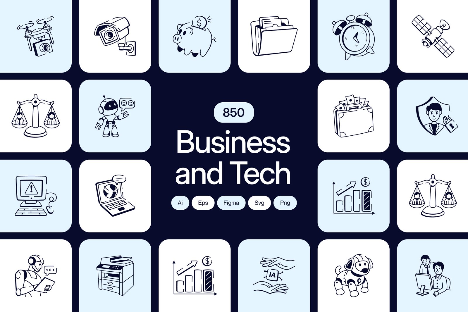 Business and Tech Doodle Icons