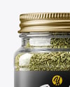 Square Plastic Jar with Marjoram Spice Mockup