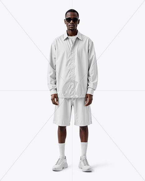 Afro-American Man Wearing Shirt and Shorts Mockup