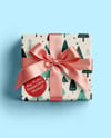 Square Gift Box with Bow Mockup