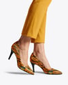 Pair of Pumps on Woman's Legs with Pants Mockup
